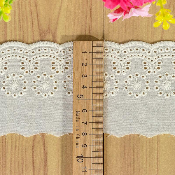 White Cotton Lace Trim: Scalloped Edge Venice Lace for Sewing