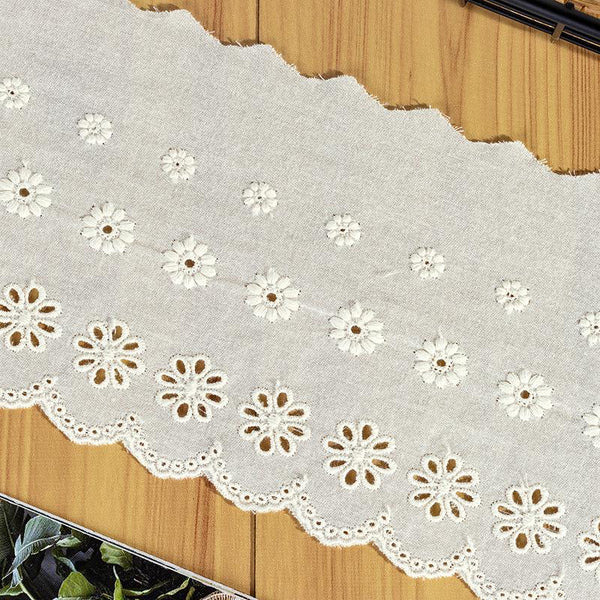Scalloped Cotton Lace Trim: White Broderie Anglaise for Sewing & Crafts