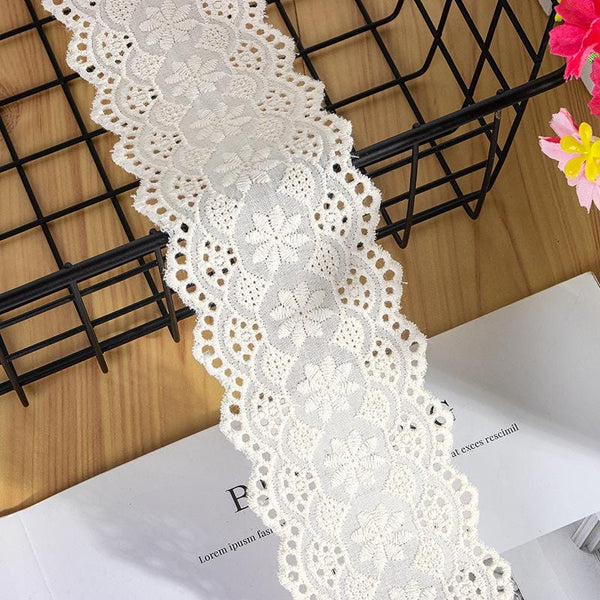 White Cotton Lace Trim: Scalloped Edge, Sewing & Crafting