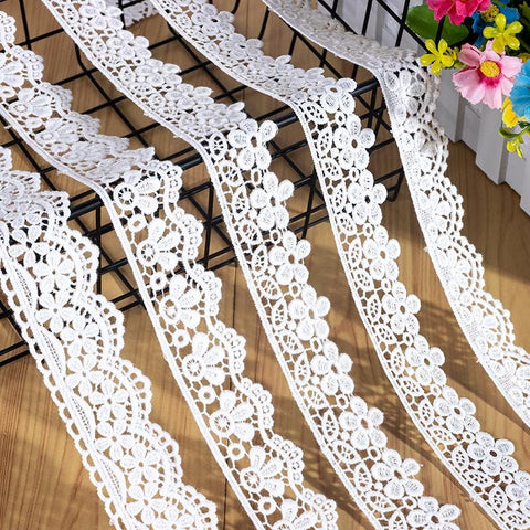 White Venice Lace Trim: Scalloped Victorian Guipure, Crafting & Sewing