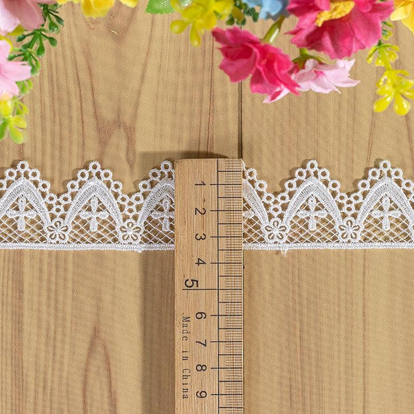 White Venice Lace Trim: Scalloped Victorian Guipure, Crafting & Sewing