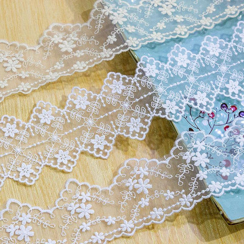 Vintage Mesh Embroidery Lace with Floral Design – Elegant Sewing Fabric for Crafts, Dressmaking & DIY Projects
