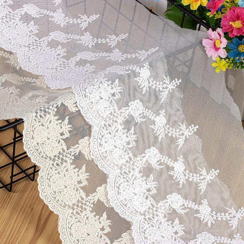 Vintage Mesh Embroidery Lace with Floral Design – Elegant Sewing Fabric for Crafts, Dressmaking & DIY Projects