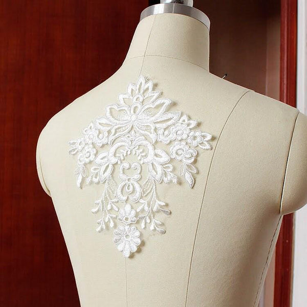 Lace Applique White Floral Pattern Wedding Dress Bodice Embellishment Bridal Sewing Trim