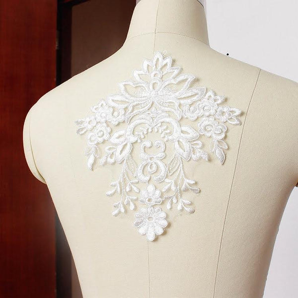 Lace Applique White Floral Pattern Wedding Dress Bodice Embellishment Bridal Sewing Trim