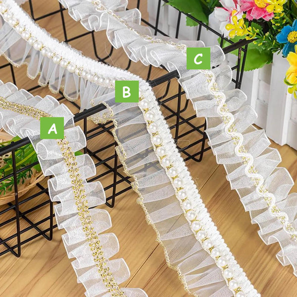 White Ruffle Tutu Trim: 3 1/2 Inches Wide, Non-Elastic DIY Decor
