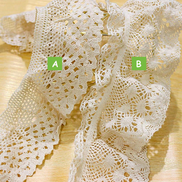 Elastic Edge Cotton Lace Trim: Scalloped Venice Lace for Sewing, 2 3/8 inches wide priced by the yard