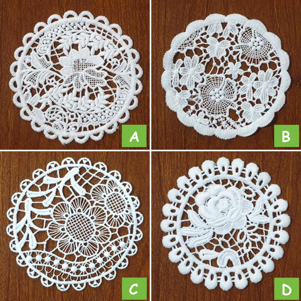 Off White Venice Lace Floral Applique - 4 inch Guipure Lace