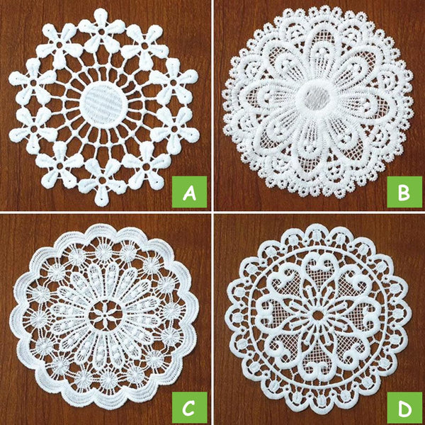 Floral Venice Lace Applique: Off-White Guipure Lace