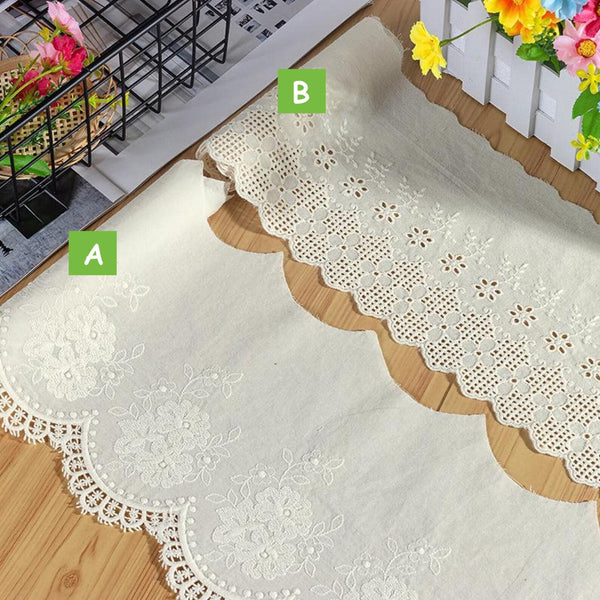 Scalloped Edge Broderie Anglaise Cotton Lace Trim: Sewing & Crafting, 5 inches wide priced by the yard
