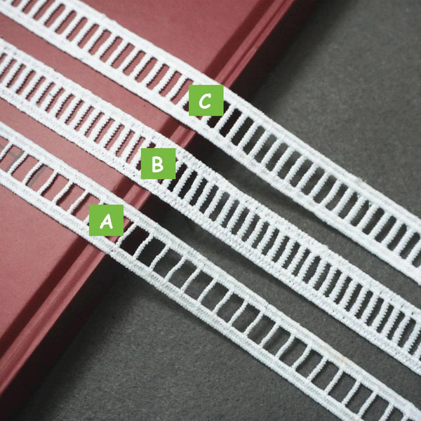Ladder Lace Trim: Off-White Rectangle Pattern, Sewing & Crafting - 3/4 Inch