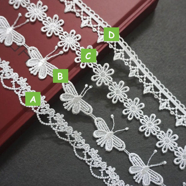 Venice Lace Trim: Butterfly Floral Accent, Sewing & Crafting, 1 inch wide priced by the yard