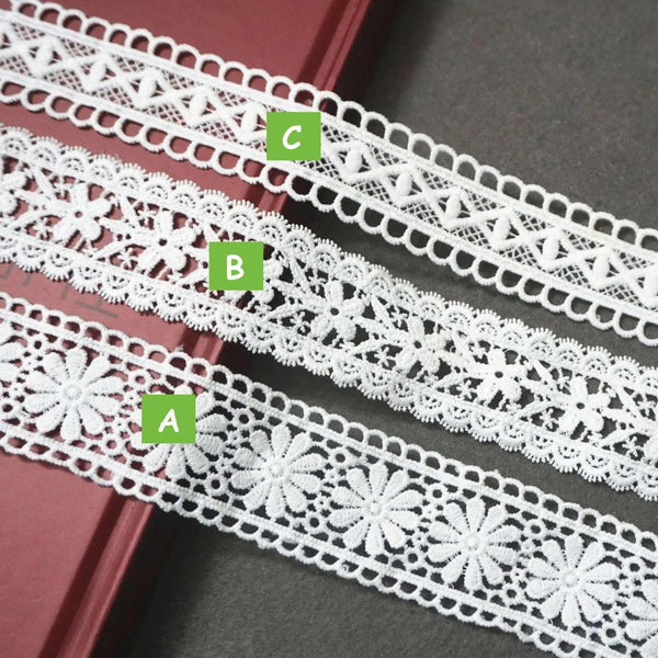 Floral Venice Lace Trim: Off-White Ribbon, Bridal & DIY Decor (1 Inch Wide)