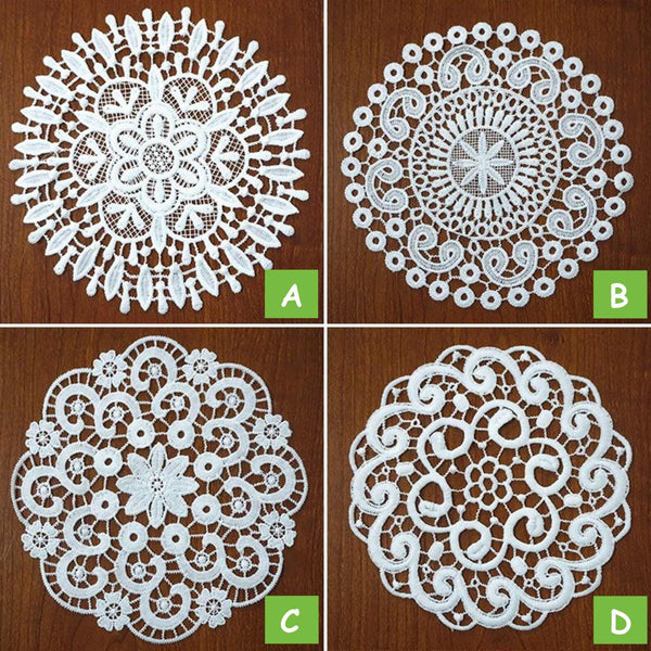 Off White Venice Lace Floral Applique - 7.5 inch Guipure Lace