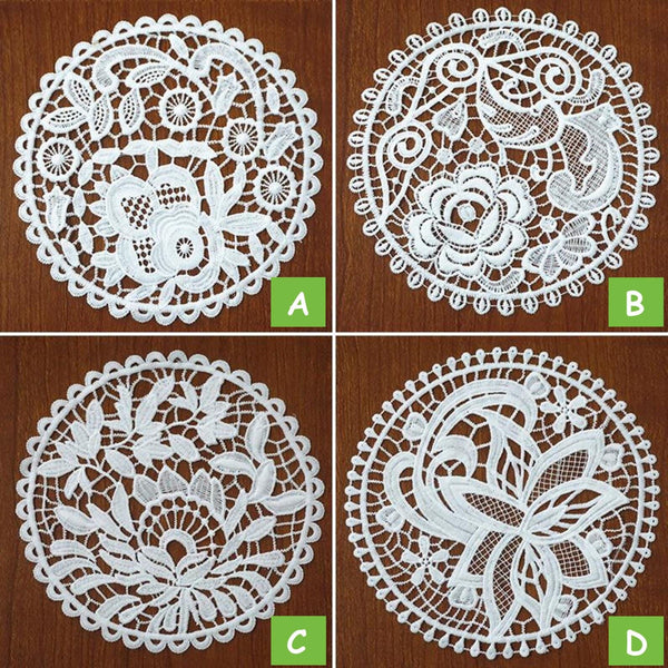 Floral Lace Applique: Off-White Embroidery Patch, Sewing Trim (7.5 inch)