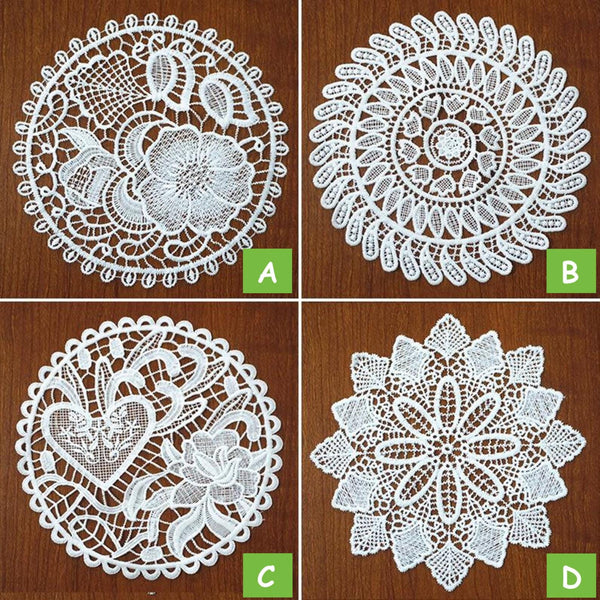Off White Venice Lace Floral Applique - 7.5 inch Guipure Lace