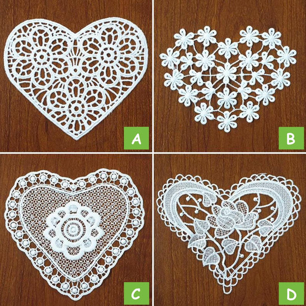Off White Heart Shaped Venice Lace Applique - Guipure Lace