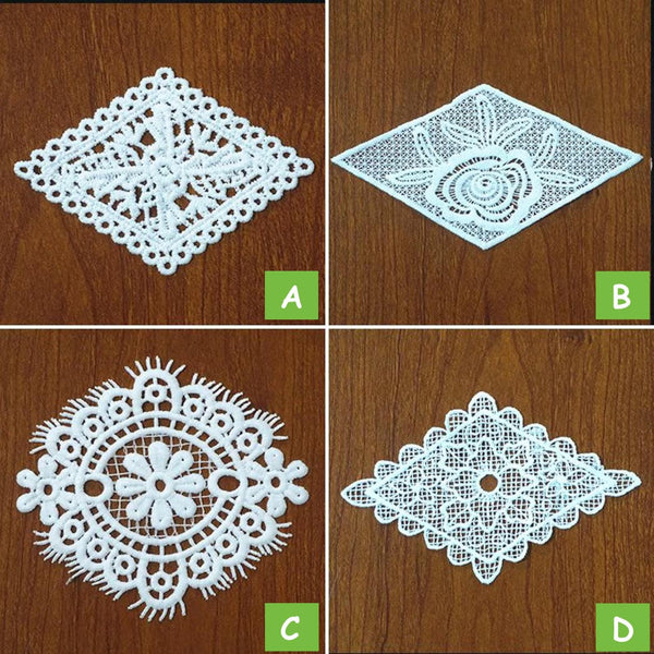 Lace Applique White Venice Floral Embroidered Patch for Sewing, Wedding Dress, DIY Crafting & Decoration
